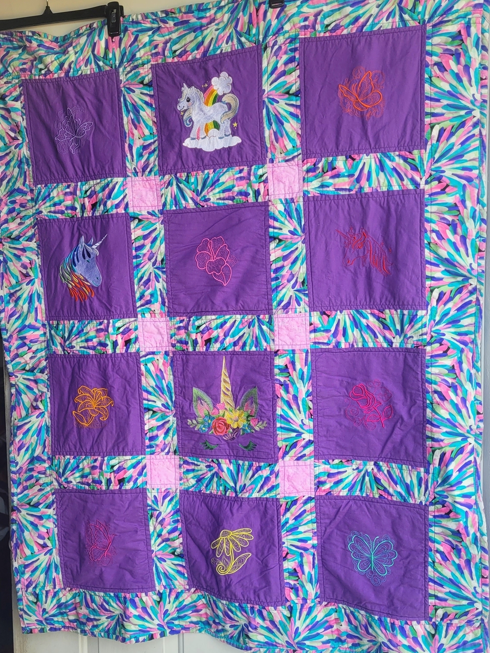 Purple Unicorn Patchwork Quilt - Home Bedding